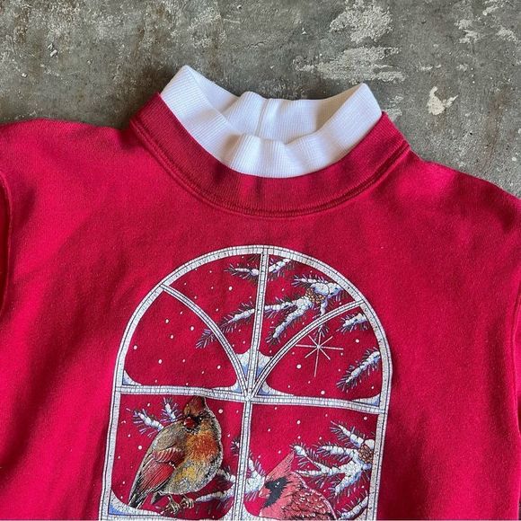 Vintage Women’s Mock Crew Neck Christmas Sweater - Picture 5 of 7